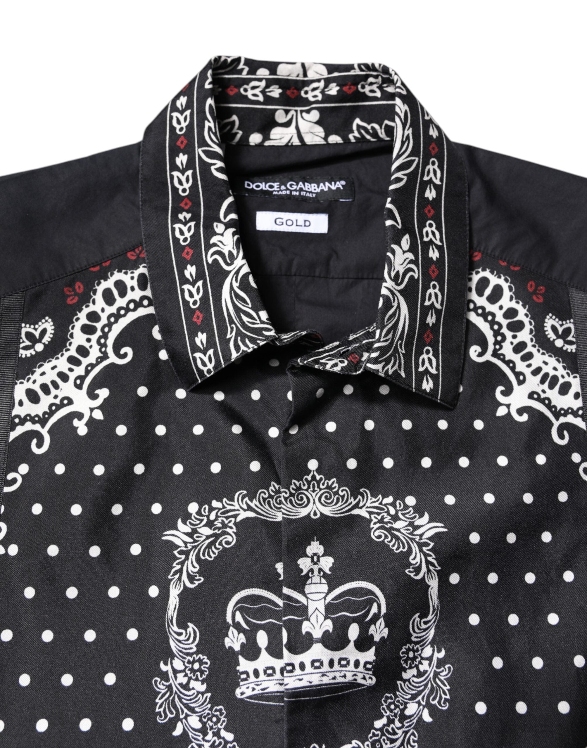 Dolce & Gabbana Black White Bandana GOLD Formal Shirt